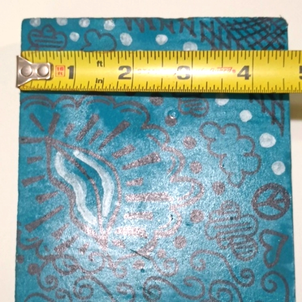 OOAK Upcycled Hand Painted Abstract Doodle Folk Art 'Love' Shelf Wall Decor - Picture 5 of 7